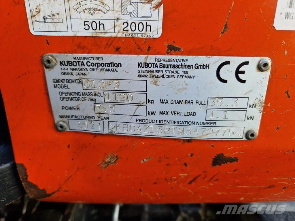 Kubota U10-3 Mini ekskavatoriai < 7 t