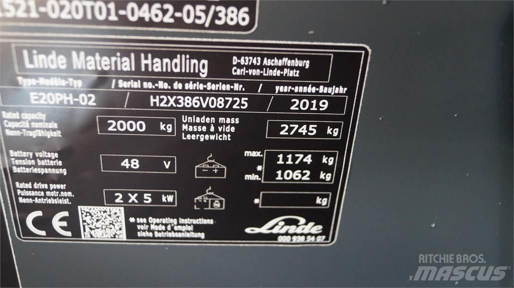 Linde E20PH Elektriniai šakiniai krautuvai