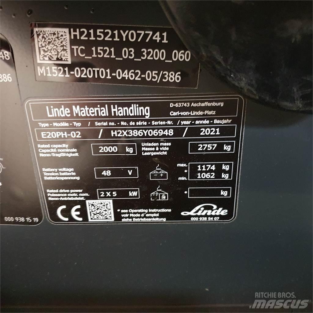 Linde E20PH Elektriniai šakiniai krautuvai
