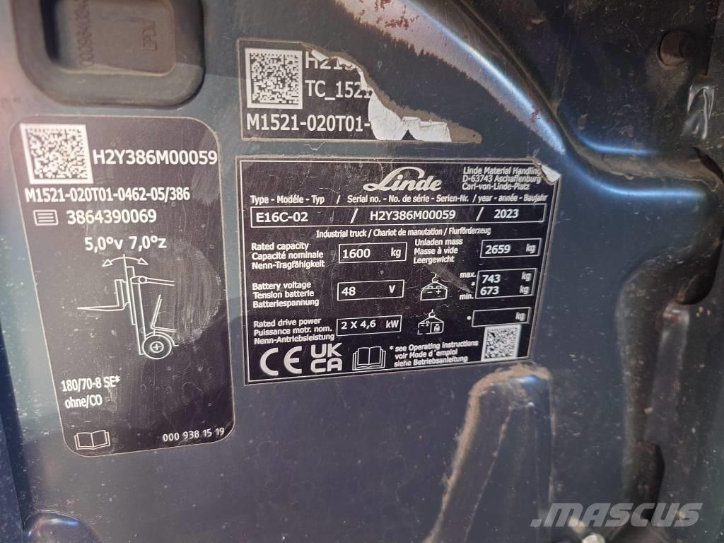 Linde E16C/386-02 Elektriniai šakiniai krautuvai