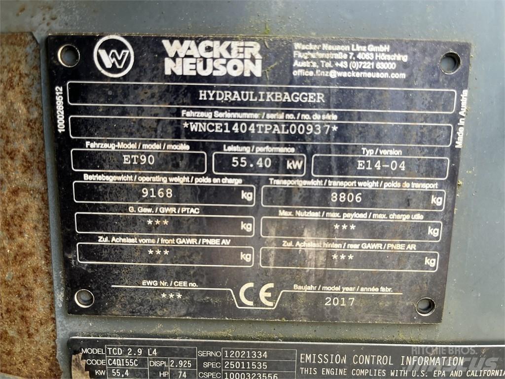 Wacker Neuson ET 90 Vidutinės galios ekskavatoriai 7-12 t