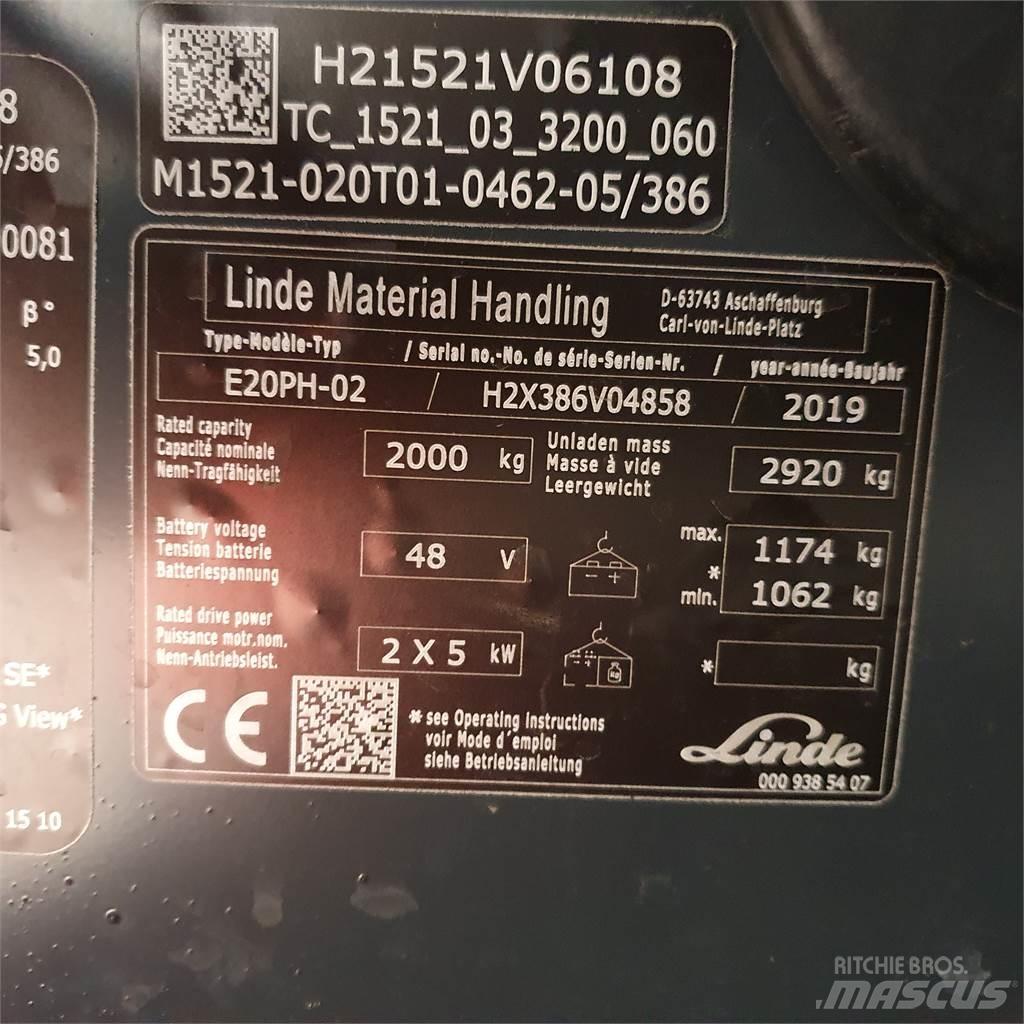 Linde E20PH Elektriniai šakiniai krautuvai