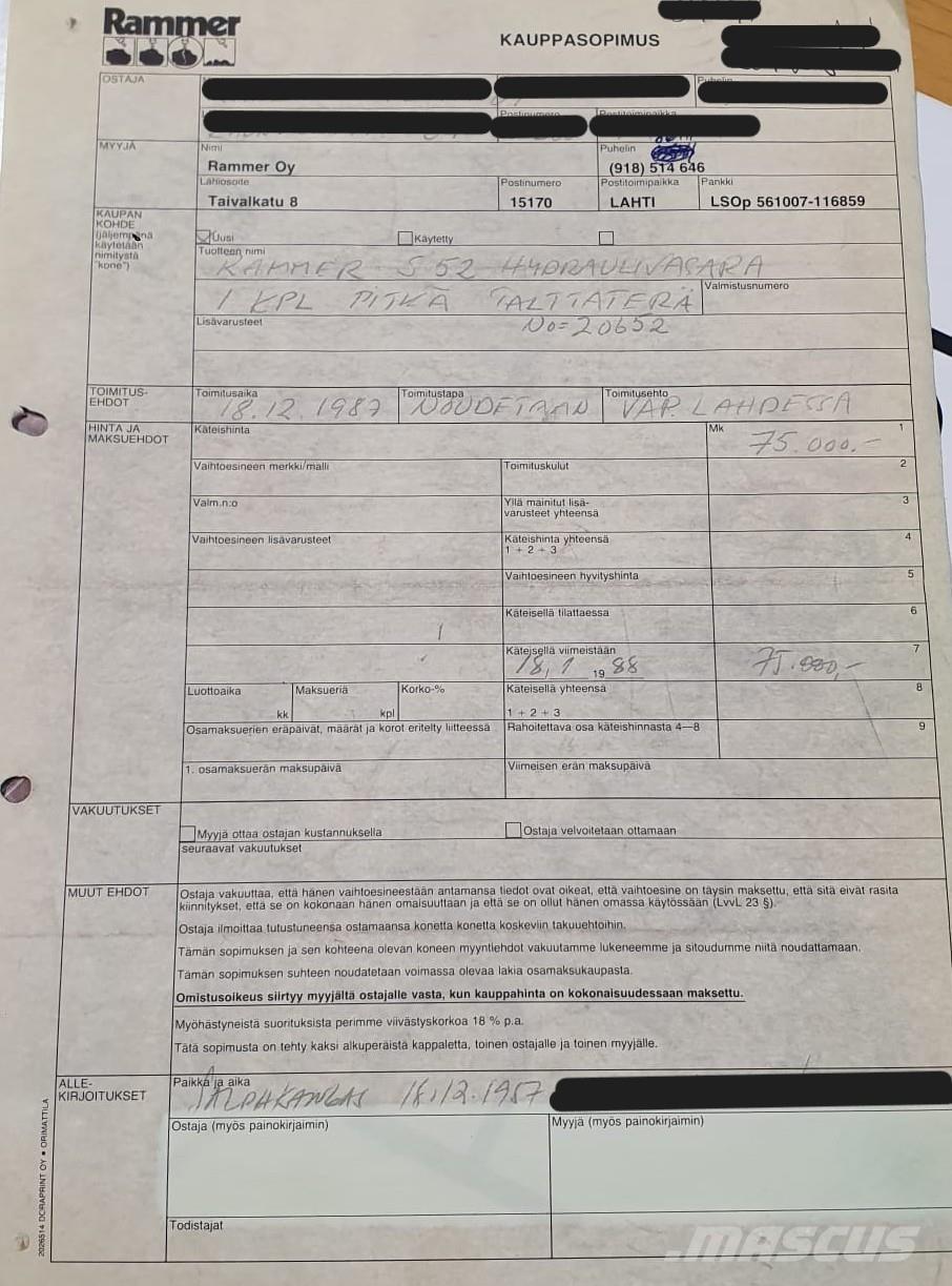 Rammer S52 Hidrauliniai kūjai / Trupintuvai