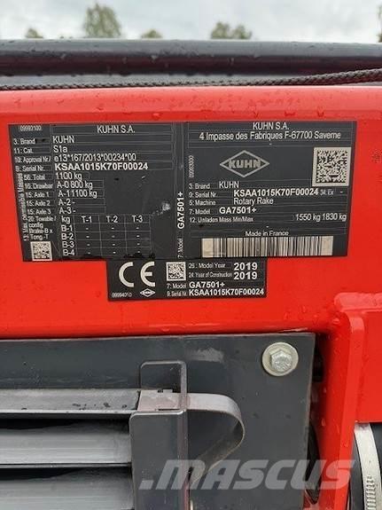 Kuhn GA7501 Pradalges formuojantys padargai