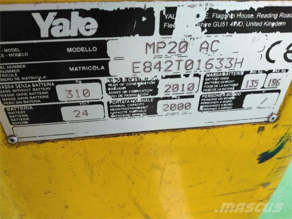 Yale MP20 Mažų aukščių keltuvai