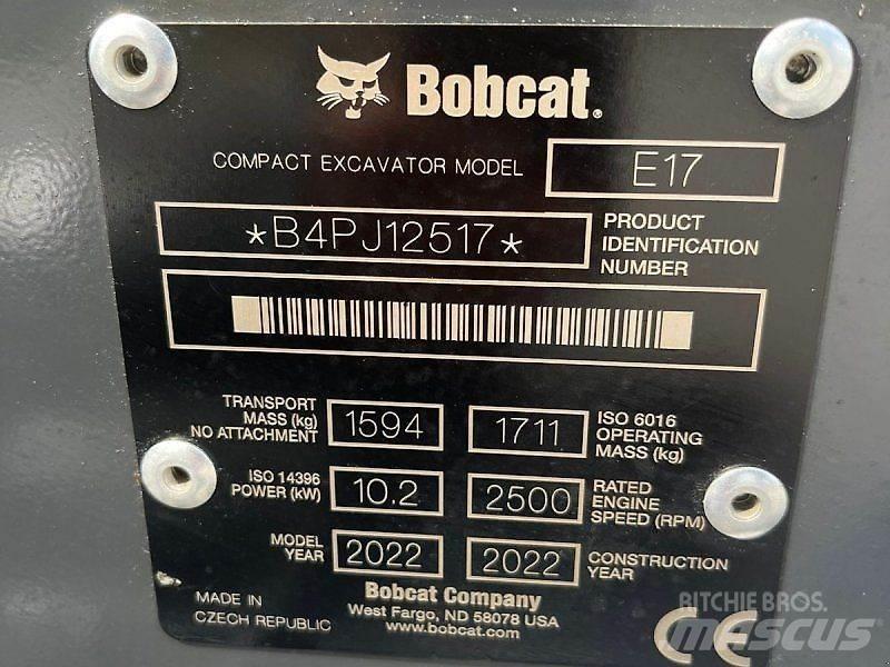 Bobcat E17 Mini ekskavatoriai < 7 t