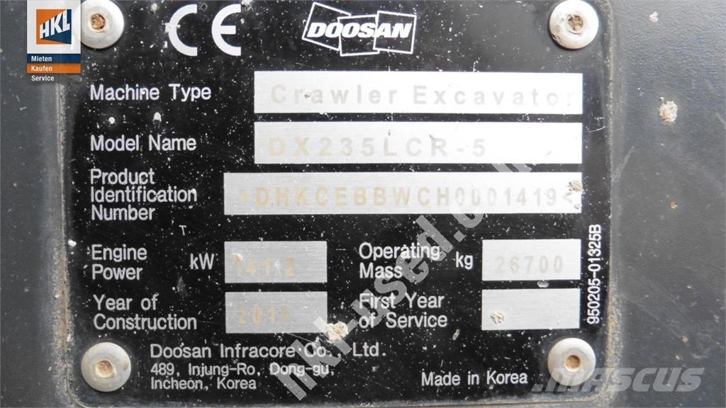 Doosan DX 235 LCR-5 Vikšriniai ekskavatoriai