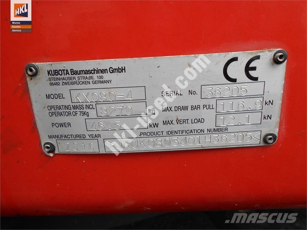Kubota KX 080-4 Mini ekskavatoriai < 7 t