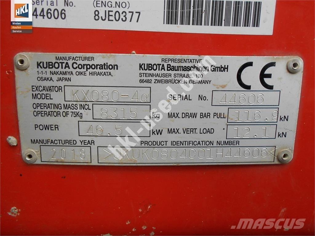 Kubota KX 080-4 Mini ekskavatoriai < 7 t