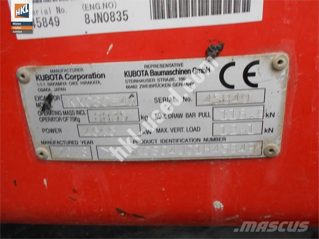 Kubota KX 080-4 Mini ekskavatoriai < 7 t