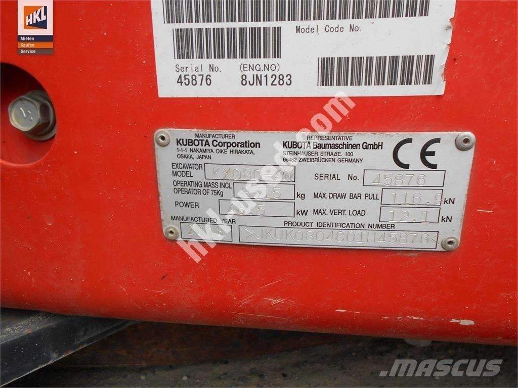 Kubota KX 080-4 Mini ekskavatoriai < 7 t