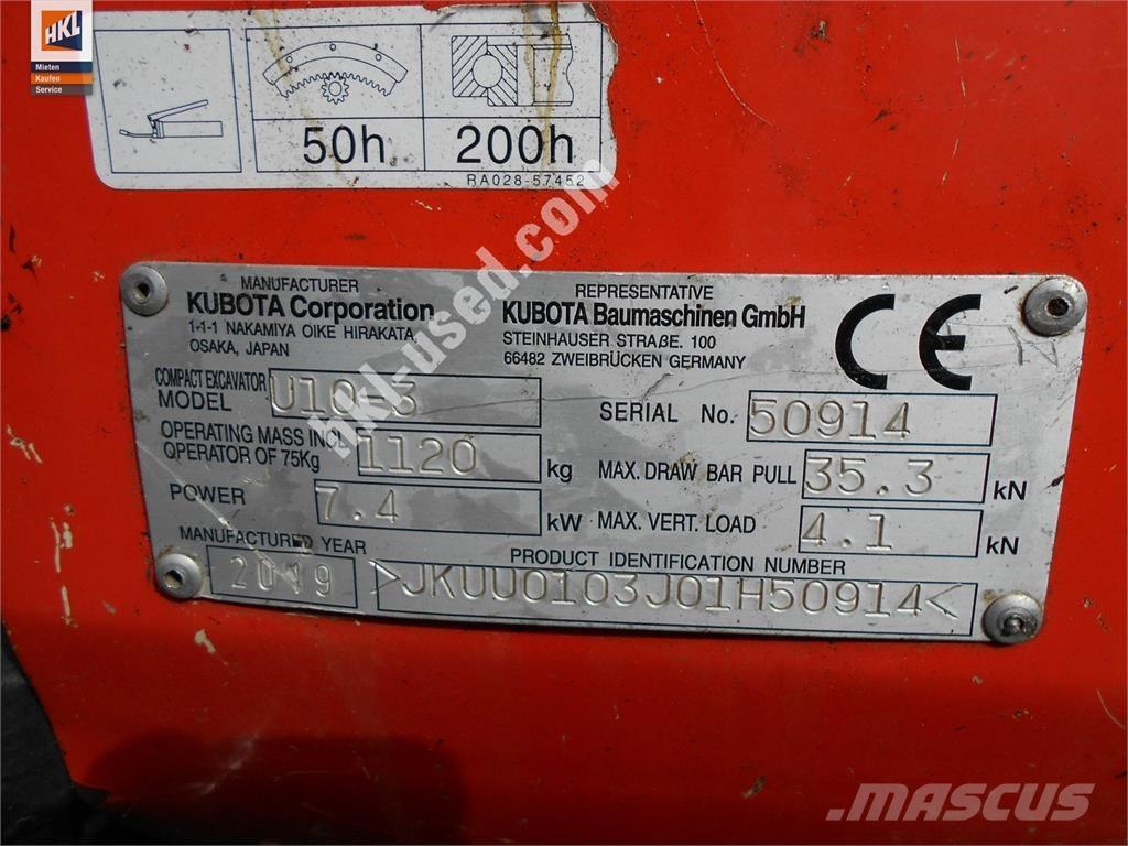 Kubota U 10-3 Mini ekskavatoriai < 7 t