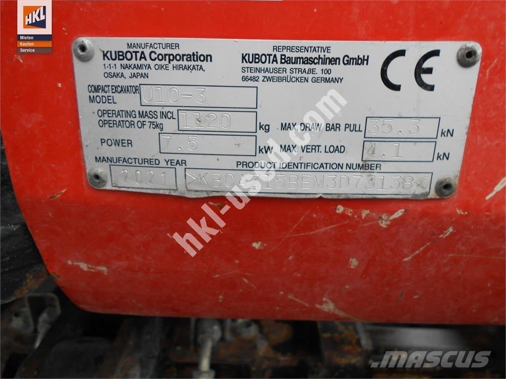 Kubota U 10-3 Mini ekskavatoriai < 7 t
