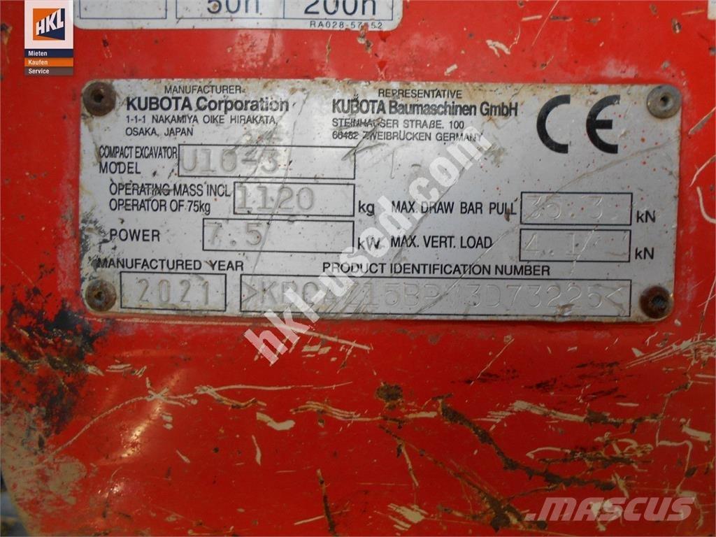 Kubota U 10-3 Mini ekskavatoriai < 7 t
