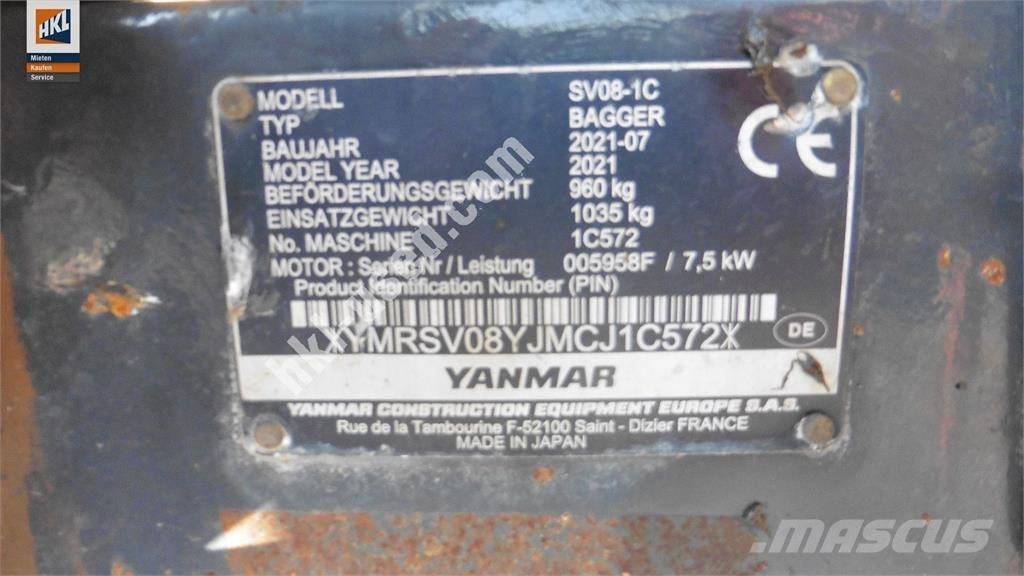 Yanmar SV 08-1C Mini ekskavatoriai < 7 t