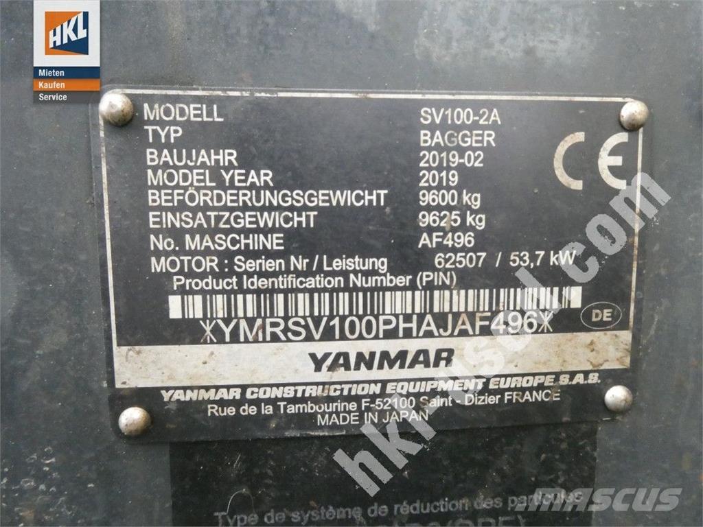 Yanmar SV 100-2 Mini ekskavatoriai < 7 t