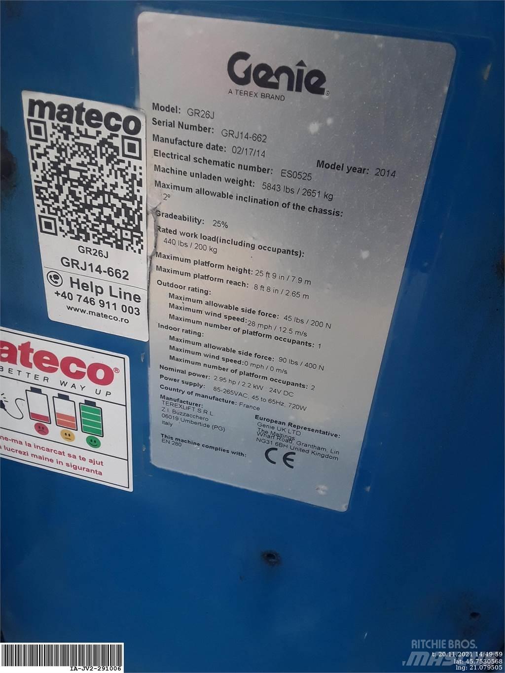 Genie GR26J Vertikalūs stiebiniai keltuvai