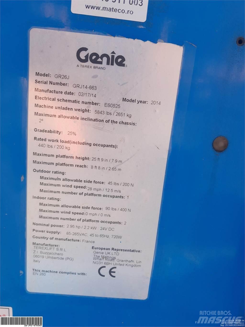 Genie GR26J Vertikalūs stiebiniai keltuvai