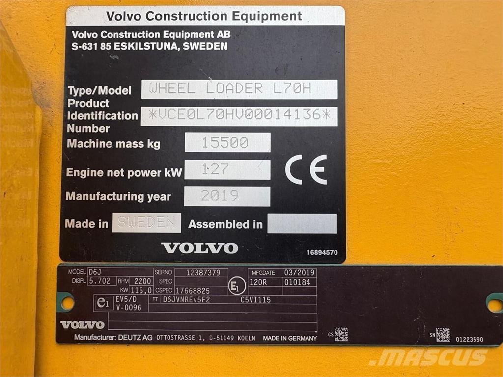 Volvo L70H Naudoti ratiniai krautuvai