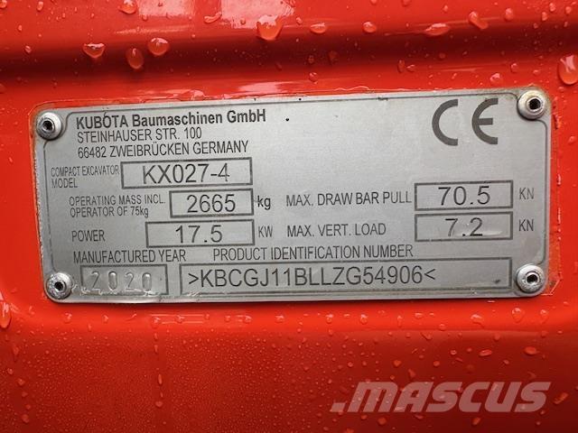 Kubota KX027-4 Vidutinės galios ekskavatoriai 7-12 t