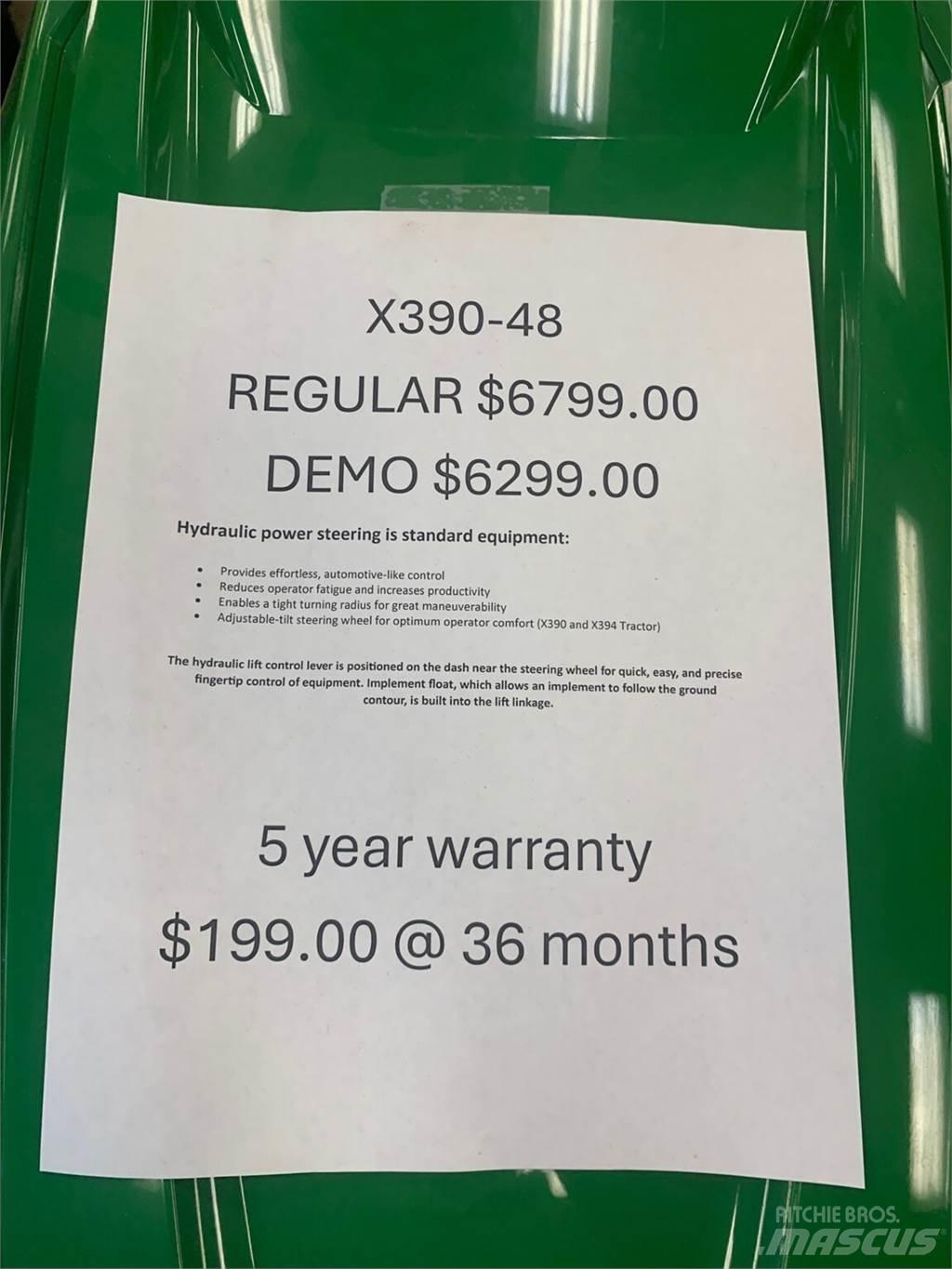John Deere X390 Naudoti kompaktiški traktoriai