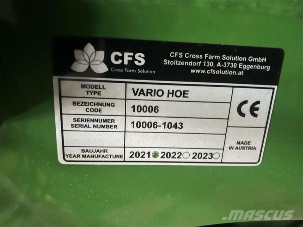  CFS Varihoe 620 Kita sėjamoji technika ir jų priedai