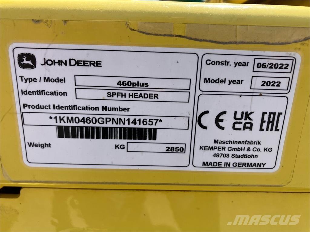John Deere 460 Plus Derliaus nuėmimo kombainų priedai