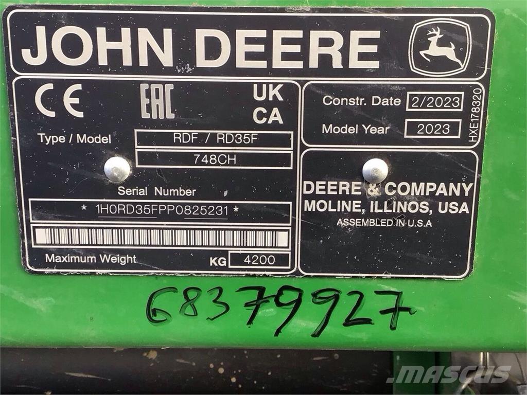 John Deere S 780 Derliaus nuėmimo kombainai