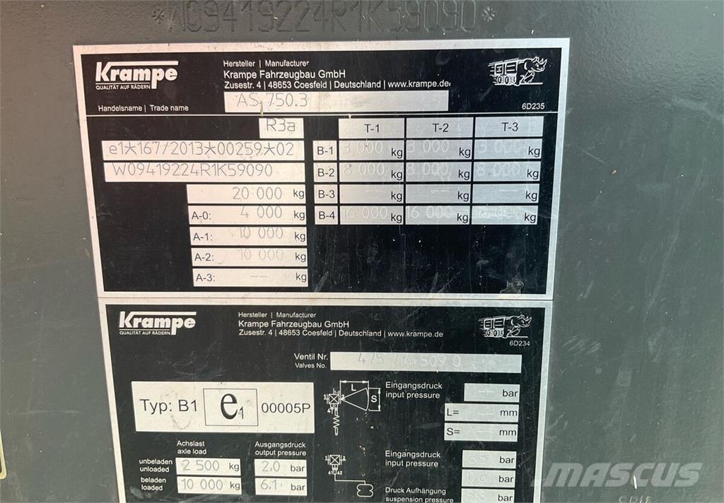 Krampe AS 750 Kitos priekabos