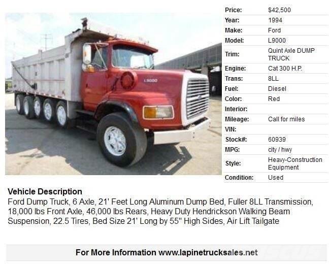 Ford L9000 Savivarčių priekabų vilkikai