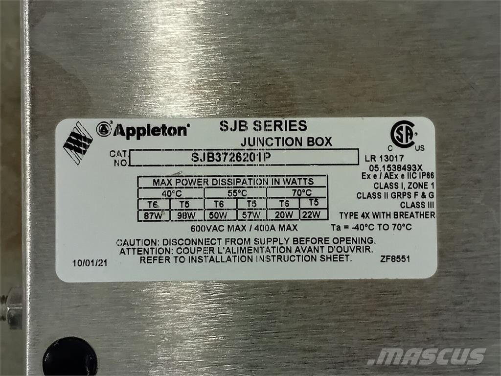  APPLETON SJB3726201P Statyba - Kita