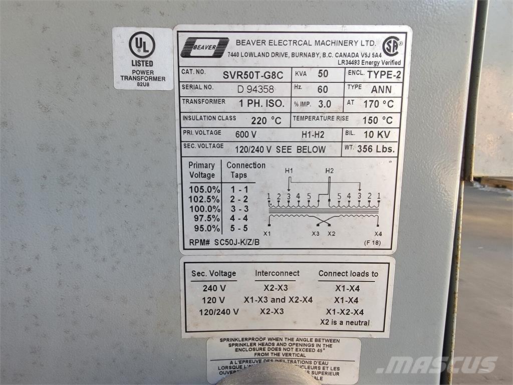  BEAVER SVR50T-G8C Statyba - Kita