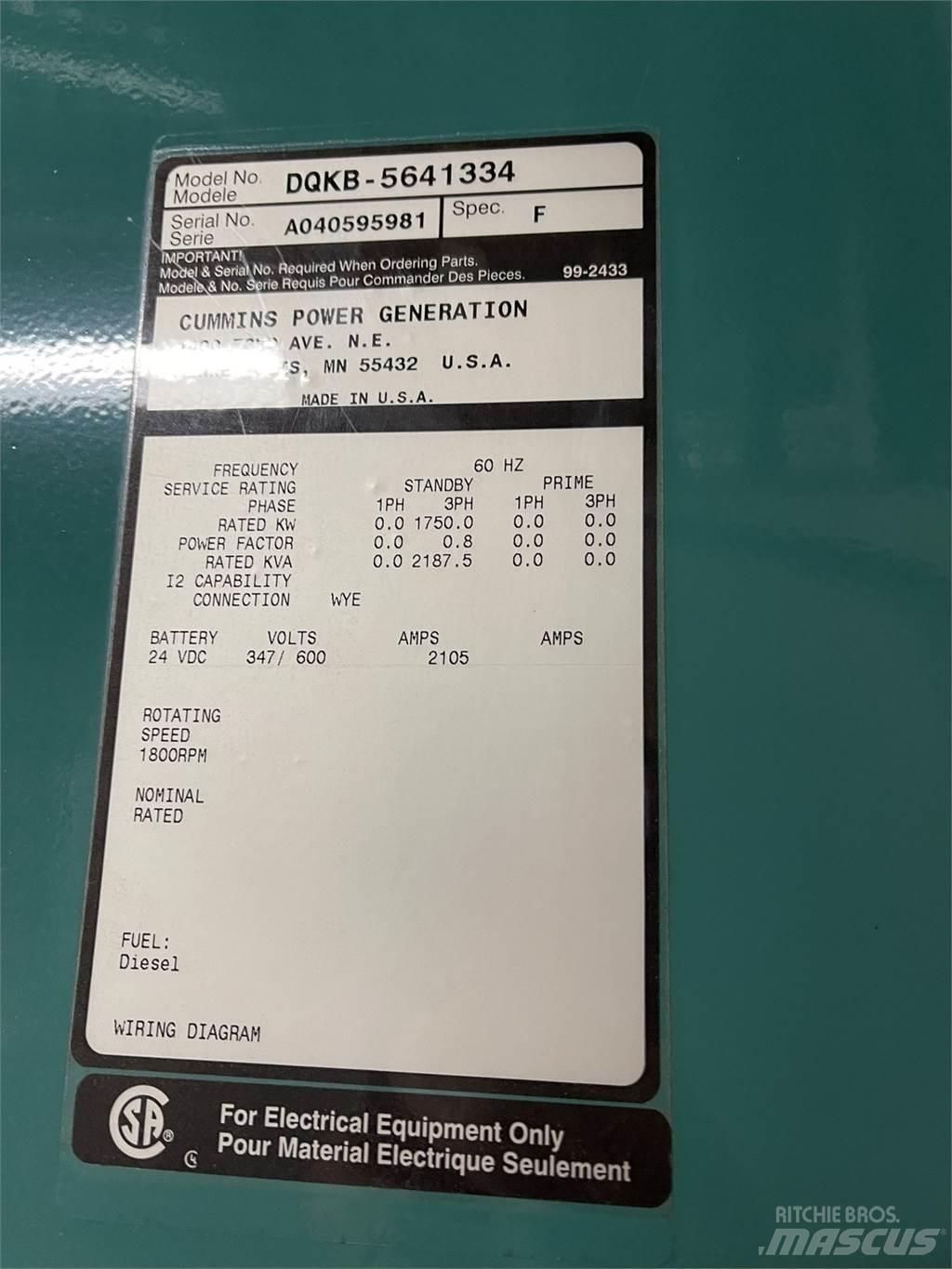 Cummins DQKB-5641334 Dyzeliniai generatoriai