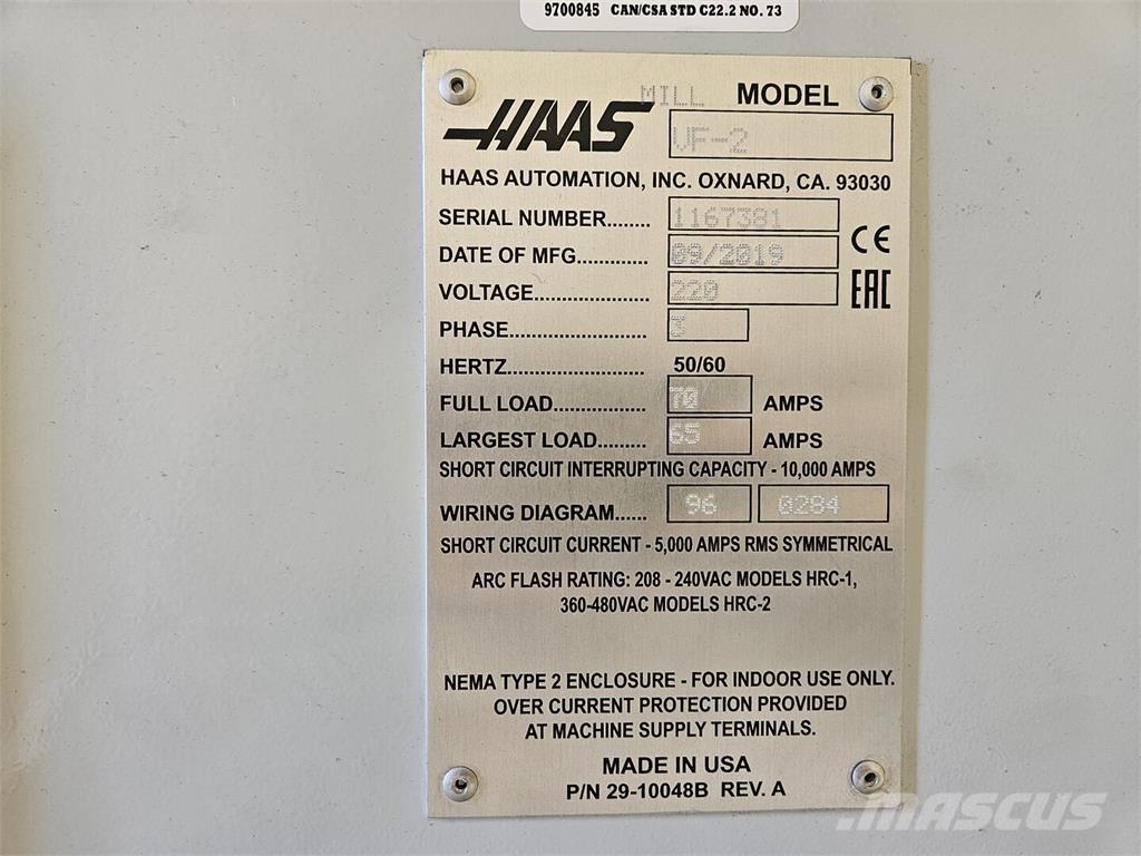 Haas VF-2 Statyba - Kita
