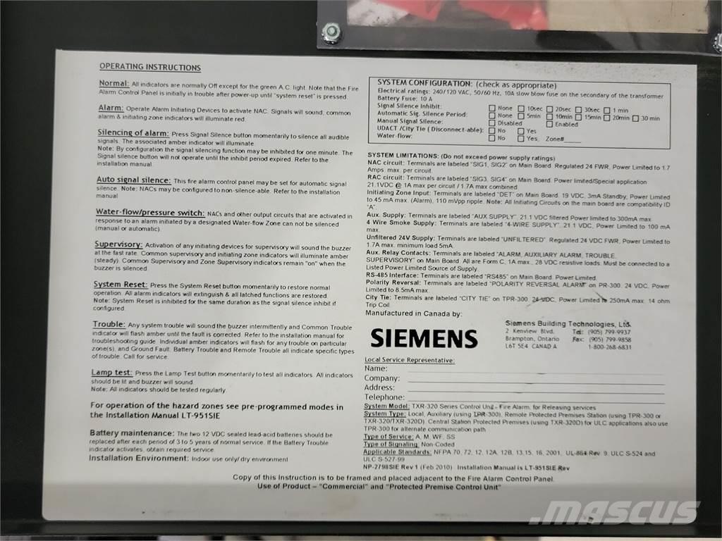 Siemens TXR-320 Statyba - Kita