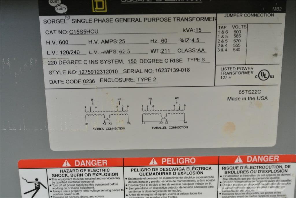  SQUARE D C15S5HCU Statyba - Kita