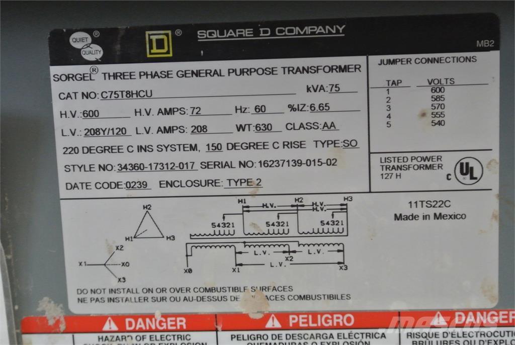  SQUARE D C75T8HCU Statyba - Kita