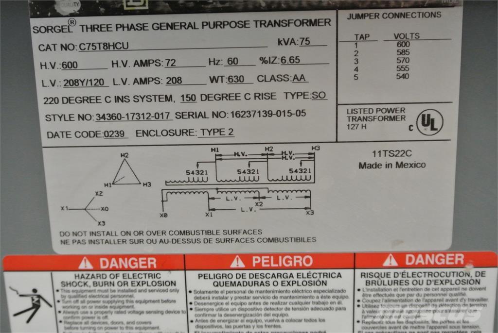  SQUARE D C75T8HCU Statyba - Kita