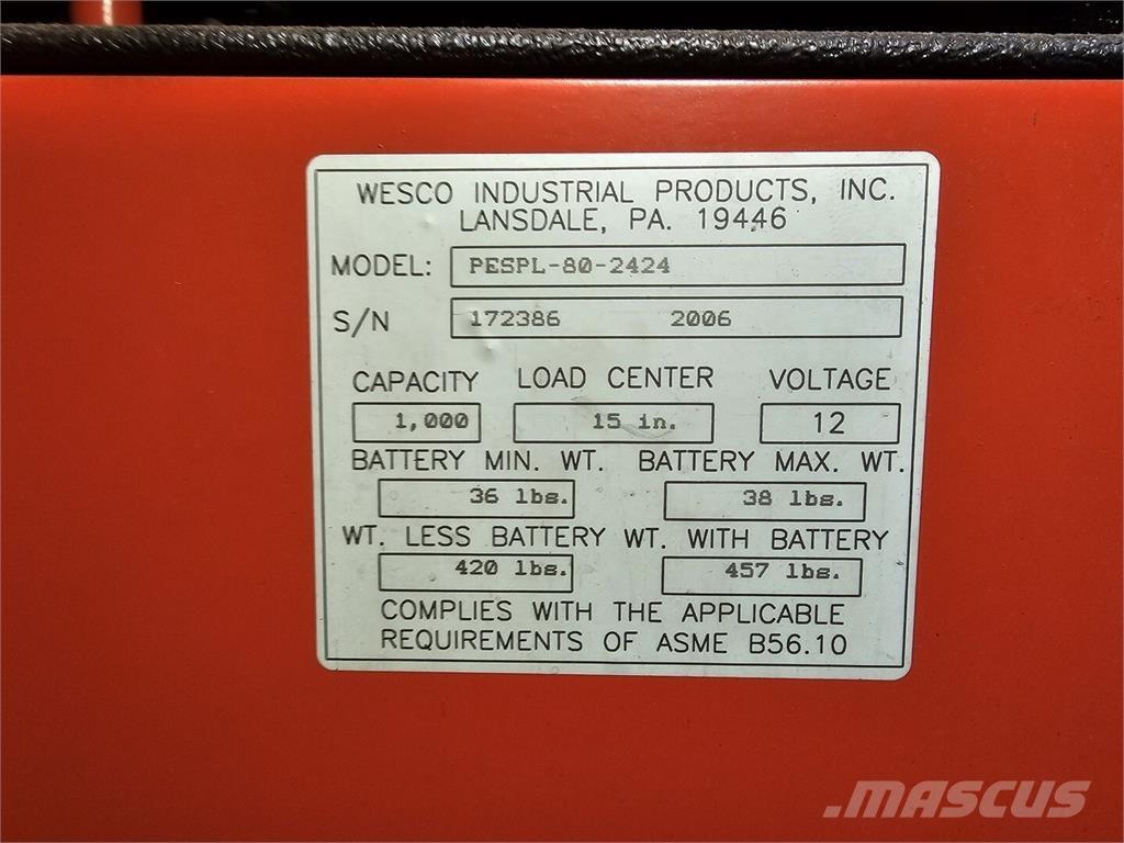 Wesco PESPL-80-2424 Statyba - Kita
