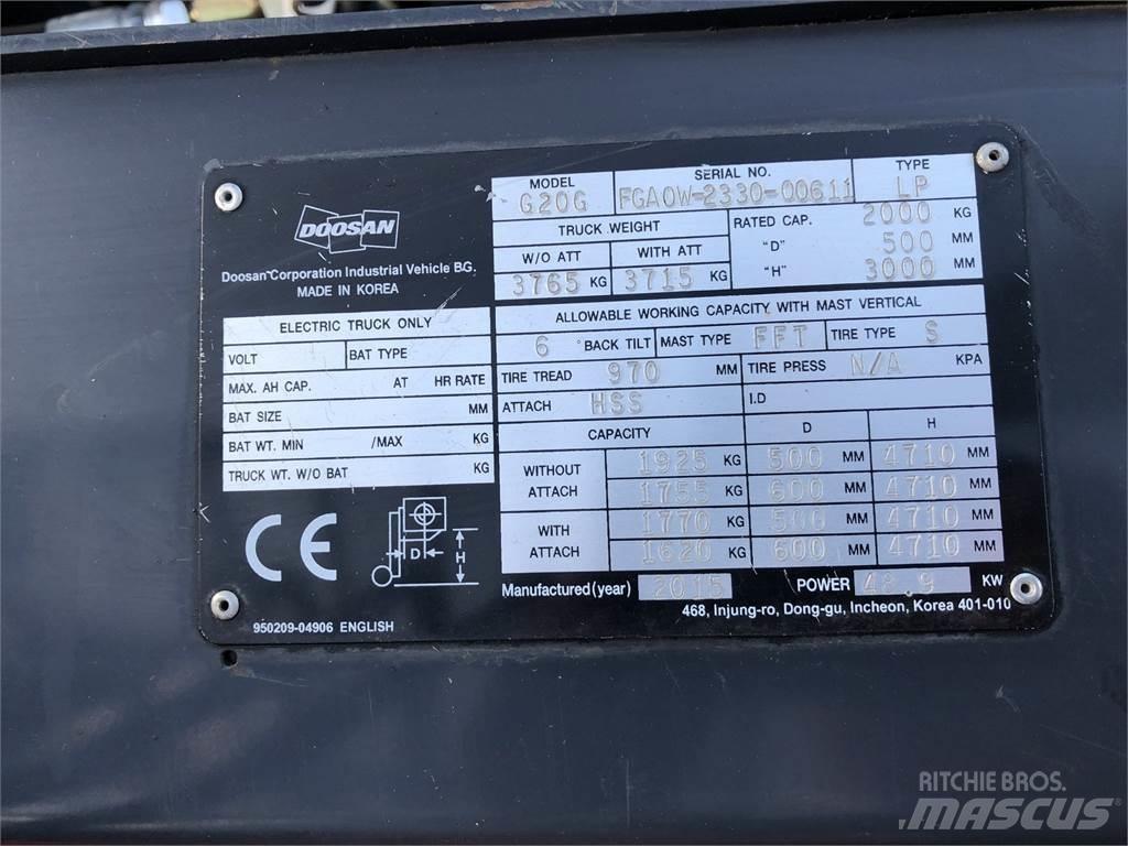 Doosan G20GX Šakiniai krautuvai - Kita