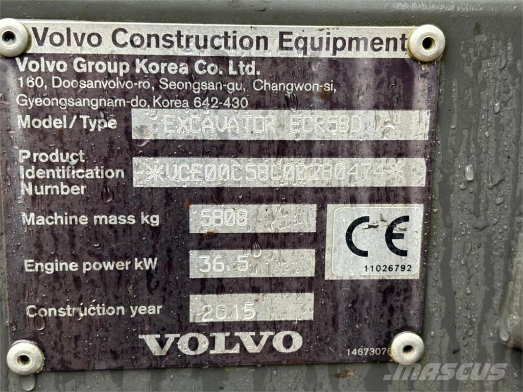 Volvo ECR 58 D Mini ekskavatoriai < 7 t