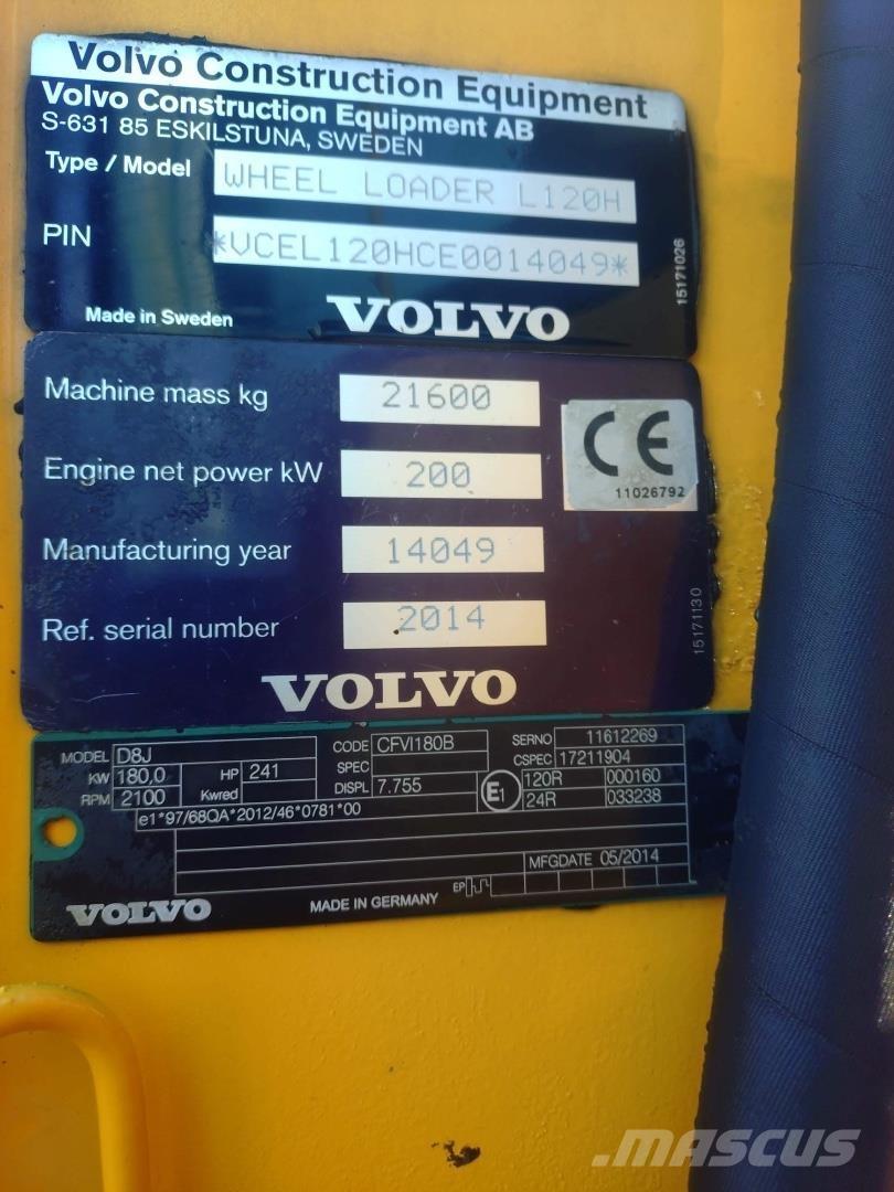Volvo L120H Naudoti ratiniai krautuvai