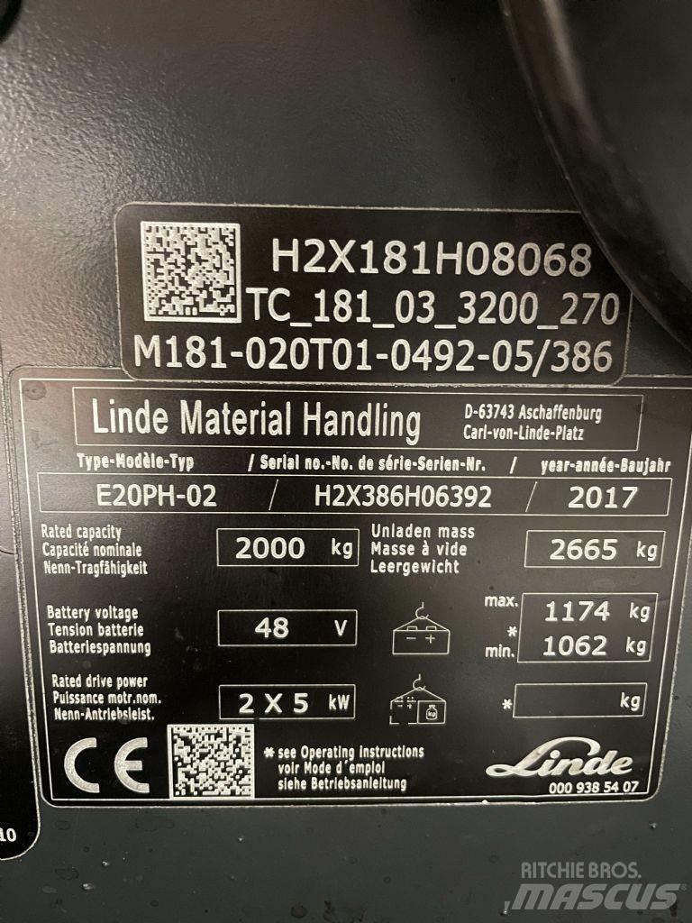 Linde E20PH-02-386 Elektriniai šakiniai krautuvai