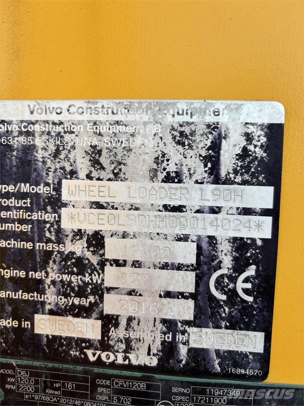 Volvo L90H Naudoti ratiniai krautuvai
