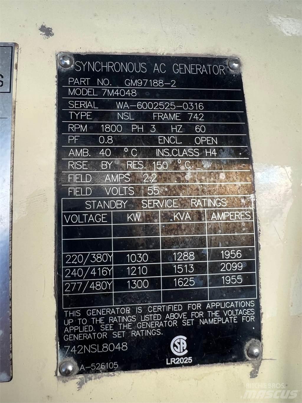 Kohler 1000kW Dujų generatoriai