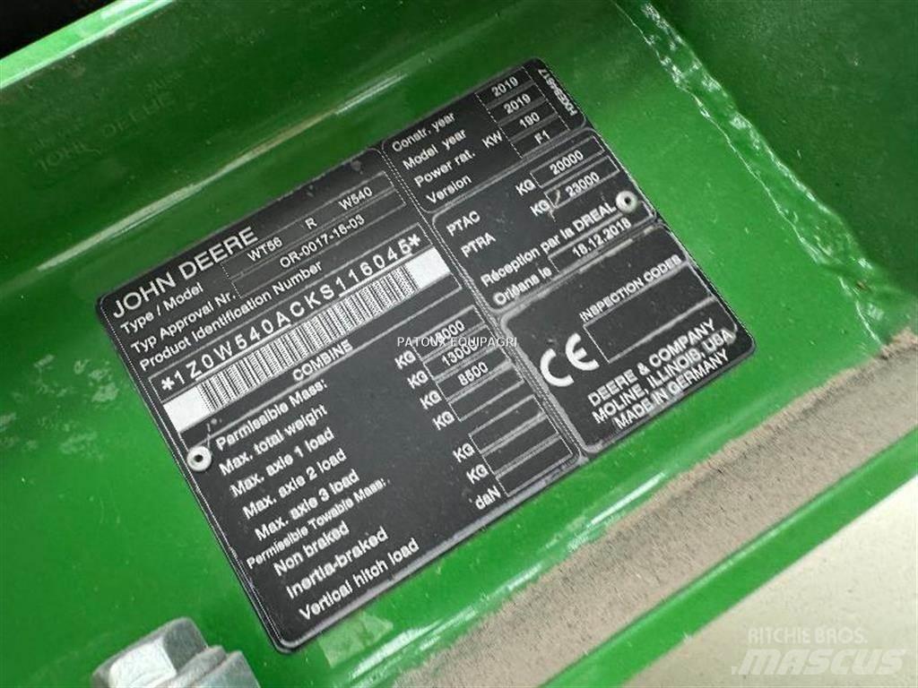 John Deere W540 Derliaus nuėmimo kombainai