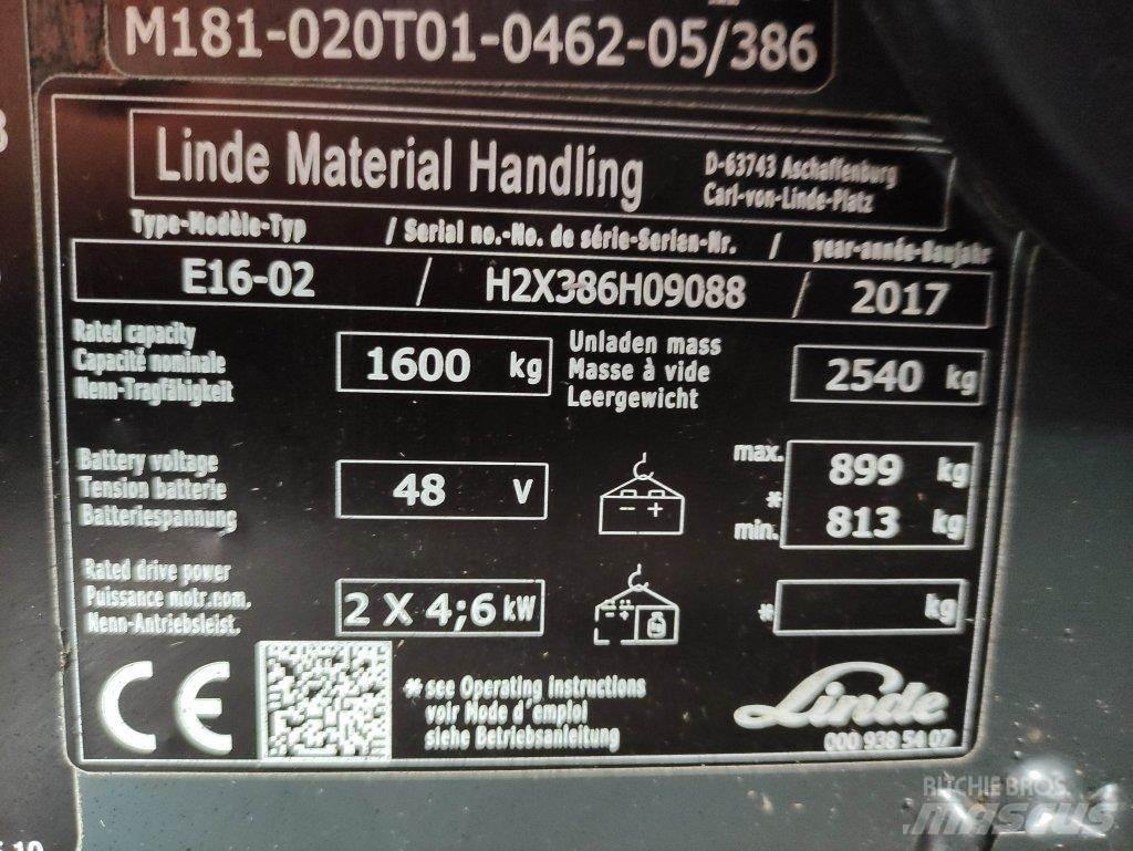 Linde E16-02-386 Elektriniai šakiniai krautuvai
