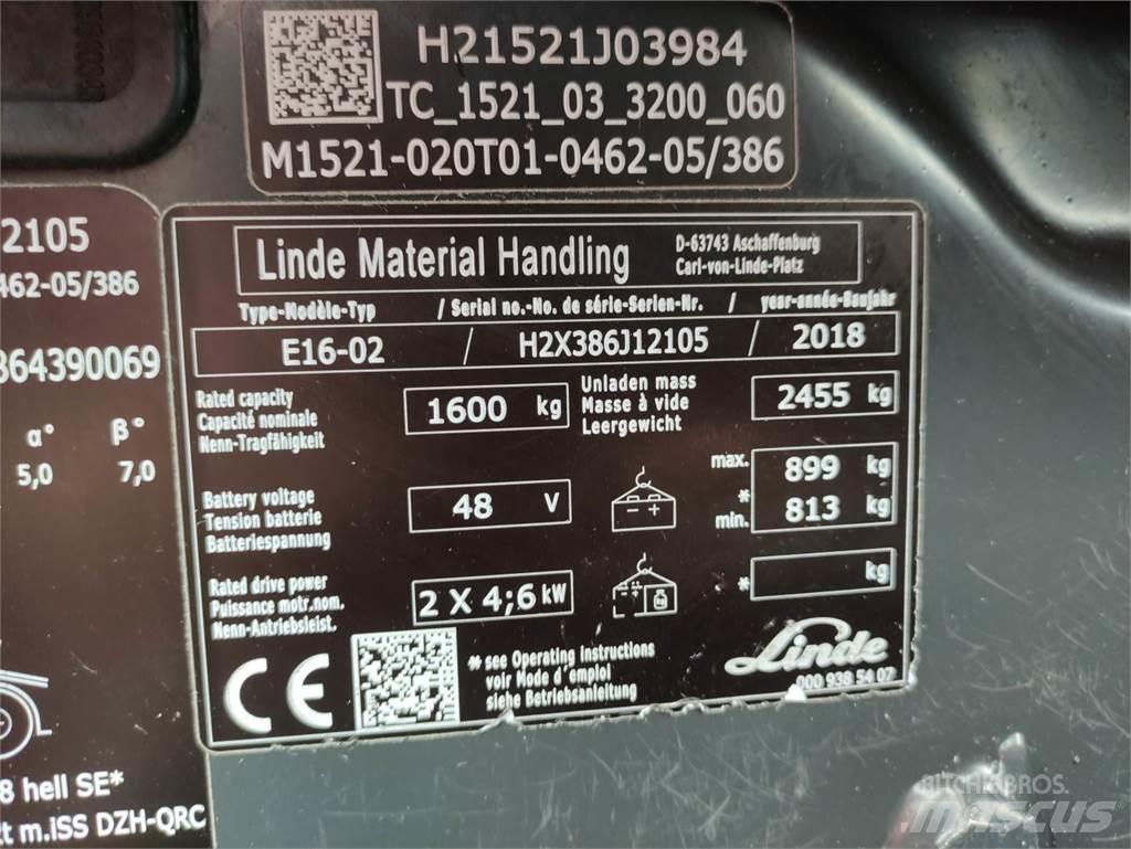 Linde E16-02-386-EVO Elektriniai šakiniai krautuvai
