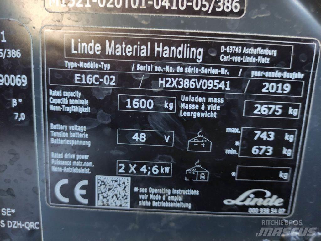Linde E16C-02-386 EVO Elektriniai šakiniai krautuvai