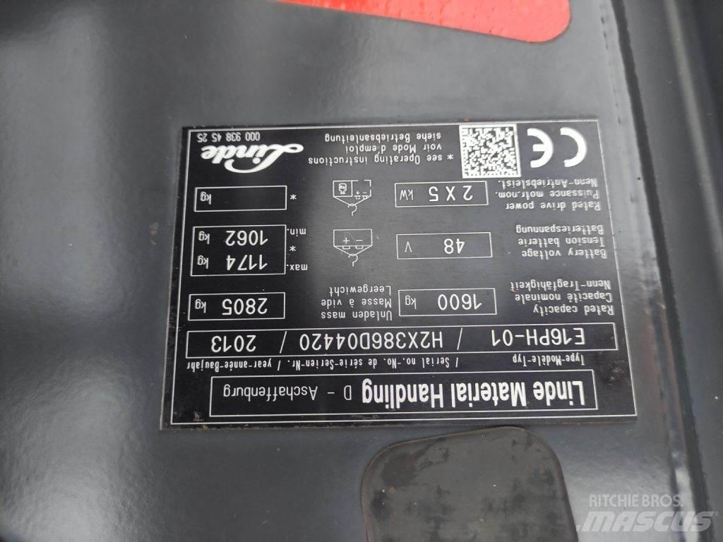 Linde E16PH-01-386 Elektriniai šakiniai krautuvai